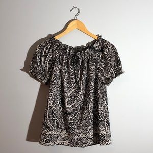 Black and white paisley blouse - small